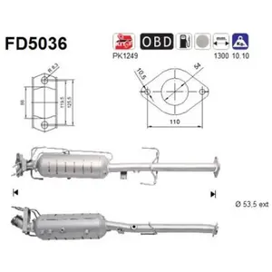 Comparateur de prix : Filtre À Particules / À Suie, Échappement Fd5036 As Mazda As Fd5036