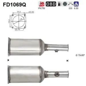 Comparateur de prix : AS Filtre à particules / FAP pour CITROËN: C5 & PEUGEOT: 407 (Ref: FD1069Q)
