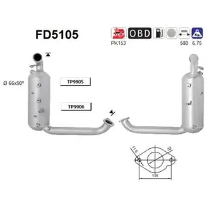 Filtre À Particules / À Suie, Échappement Fd5105 As Ford As Fd5105