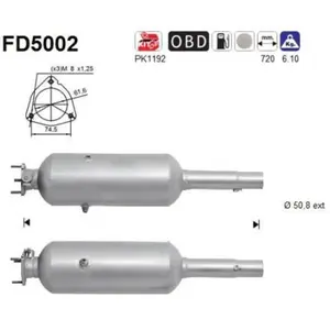 AS Filtre à particules / FAP pour FIAT: Doblo (Ref: FD5002)Vendu parpiecesauto.fr