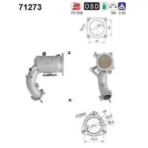 AS Catalyseur pour MERCEDES-BENZ: Classe A, Classe B (Ref: 71273) pas cher