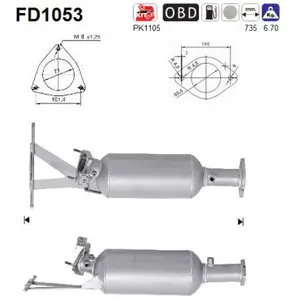 Filtre à particules / à suie, échappement AS, par ex. pour Volvo pas cher