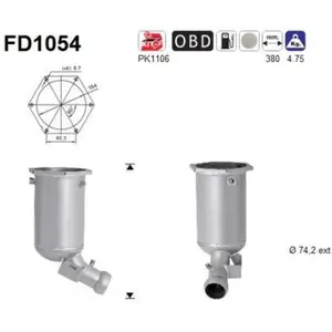 AS Filtre à particules / à suie, échappement FD1054 pas cher