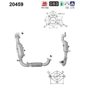 AS Catalyseur pour FORD: Connect, C-Max, Focus, Mondeo (Ref: 20459) pas cher