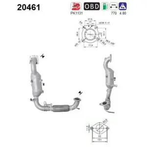 AS Catalyseur pour FORD: Courier, Fiesta, Ecosport, B-Max (Ref: 20461) pas cher