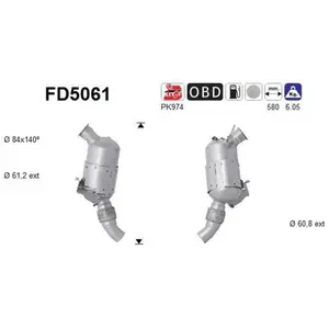 AS Filtre à particules / à suie, échappement FD5061 pas cher