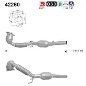 AS Catalyseur pour SKODA: Superb, Octavia & AUDI: A3 & SEAT: Leon, Altea, Toledo (Ref: 42260) pas cher
