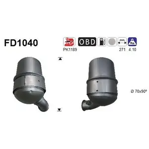 Comparateur de prix : AS Filtre à particules / à suie, échappement PRIX CANON, par ex. pour Peugeot, Citroën