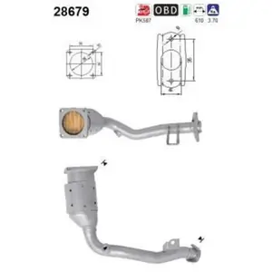 AS Catalyseur pour PEUGEOT: 207, 1007 & CITROËN: C2 (Ref: 28679) pas cher