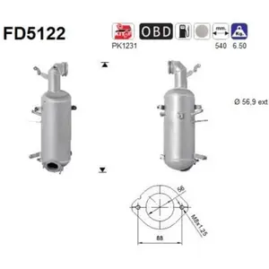 Comparateur de prix : AS Filtre à particules / à suie, échappement FD5122