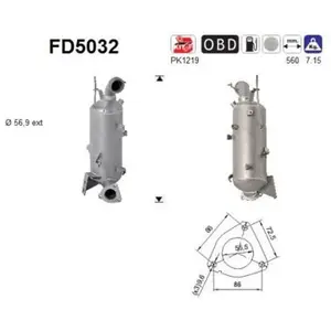 AS Filtre à particules / à suie, échappement FD5032