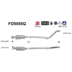 AS Filtre à particules / à suie, échappement FD5055Q pas cher