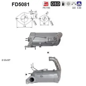 AS FD5081 Filtre à particules Euro 5Vendu parpiecesauto.fr
