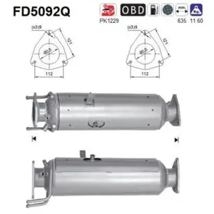Filtre À Particules Fd5092q As Iveco As Fd5092q pas cher
