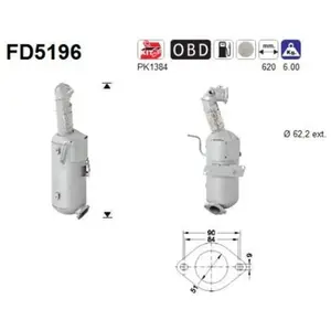 Filtre À Particules Fd5196 As Chevrolet; Opel; Vauxhall As Fd5196 pas cher