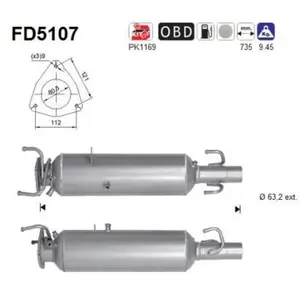 Comparateur de prix : Filtre À Particules Fd5107 As Citroën; Fiat; Peugeot As Fd5107