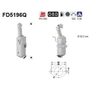Filtre À Particules Fd5196q As Chevrolet; Opel; Vauxhall As Fd5196q pas cher