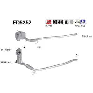 Filtre À Particules Fd5252 As Vw, Volkswagen As Fd5252 pas cher