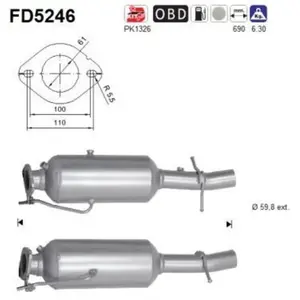 AS Filtre à particules diesel, système d'échappement FD5246 pas cher