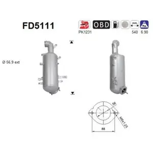 Comparateur de prix : Filtre À Particules Diesel, Système D'Échappement Fd5111 As As Fd5111
