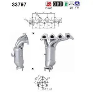 AS Catalyseur pour VOLKSWAGEN: Golf, Polo & SKODA: Roomster, Fabia & SEAT: Ibiza, Leon, Altea (Ref: 33797) pas cher
