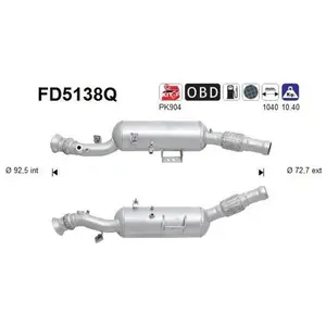 Comparateur de prix : AS Filtre à particules diesel, système d'échappement FD5138Q