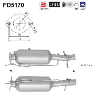 AS Filtre à particules / FAP pour FORD: Transit/Tourneo (Ref: FD5170) pas cher