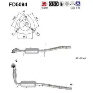 Comparateur de prix : Filtre À Particules / À Suie, Échappement Fd5094 As Ford As Fd5094