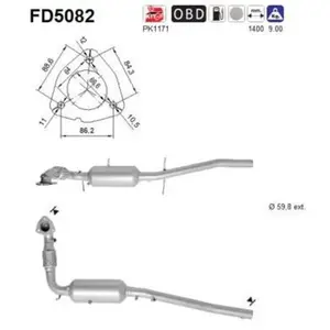 Filtre À Particules / À Suie, Échappement Fd5082 As Ford As Fd5082 pas cher