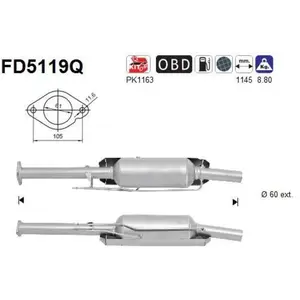 Filtre À Particules / À Suie, Échappement Fd5119q As Ford As Fd5119q pas cher