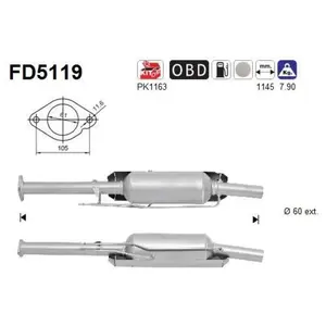 AS Filtre à particules / FAP pour FORD: Focus, C-Max (Ref: FD5119)Vendu parpiecesauto.fr