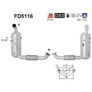 Filtre À Particules / À Suie, Échappement Fd5116 As Ford As Fd5116 pas cher
