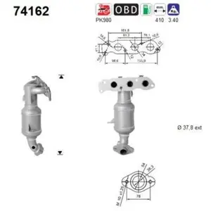 Catalyseur 74162 As Nissan; Opel; Suzuki; Vauxhall As 74162 pas cher