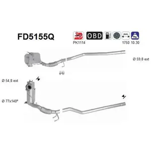 Filtre À Particules Fd5155q As Audi; Vw, Volkswagen As Fd5155q