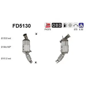 AS Filtre à particules / à suie, échappement FD5130 pas cher