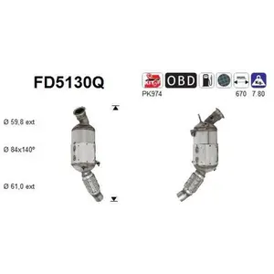 Comparateur de prix : Filtre À Particules / À Suie, Échappement Fd5130q As Bmw As Fd5130q