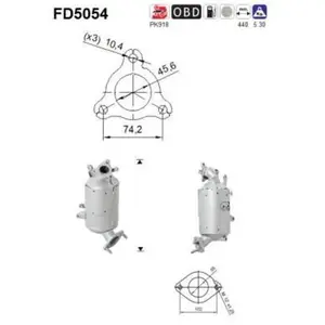 AS Filtre à particules diesel, système d'échappement FD5054 pas cher