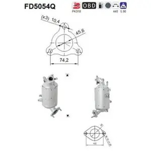 Filtre À Particules Fd5054q As Hyundai; Kia As Fd5054q pas cher