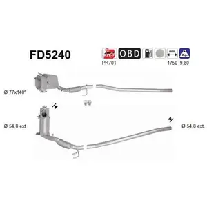 Filtre À Particules Fd5240 As Audi; Seat As Fd5240 pas cher
