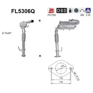 Filtre À Particules, Système D'Échappement Fl5306q As Ford As Fl5306qVendu parpiecesauto.fr