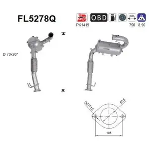 Filtre À Particules, Système D'Échappement Fl5278q As Ford As Fl5278qVendu parpiecesauto.fr