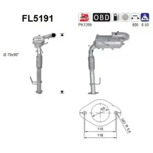 Filtre À Particules Diesel Fl5191 As Ford As Fl5191 pas cher