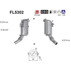 Filtre À Particules Diesel Fl5302 As Bmw As Fl5302Vendu parpiecesauto.fr
