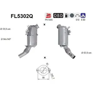 Comparateur de prix : Filtre À Particules, Système D'Échappement Fl5302q As Bmw As Fl5302q