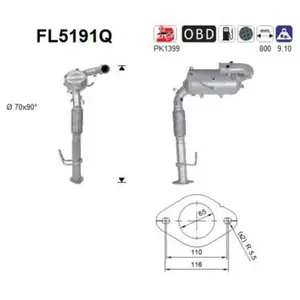 Filtre À Particules, Système D'Échappement Fl5191q As Ford As Fl5191q pas cher