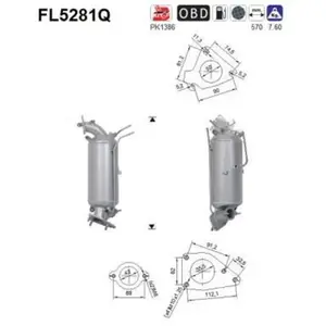 Filtre À Particules, Système D'Échappement Fl5281q As Honda As Fl5281q pas cher