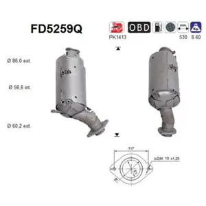 Filtre À Particules, Système D'Échappement Fd5259q As Toyota As Fd5259... pas cher