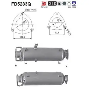 AS Filtre à particules diesel, système d'échappement FD5283Q