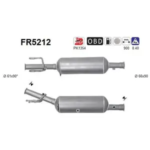 Comparateur de prix : Filtre À Particules Diesel, Système D'Échappement Fr5212 As As Fr5212