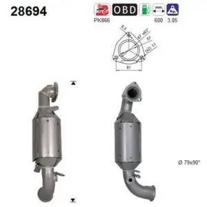 Catalyseur 28694 As Citroën; Opel; Peugeot As 28694 pas cher